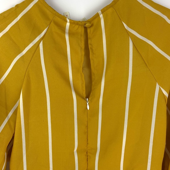 {TRUE DESTINY} Mustard Yellow White Stripe Top - Picture 7 of 8